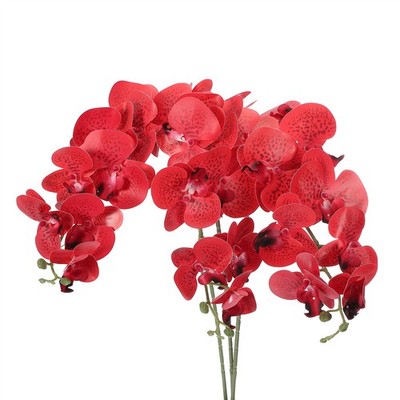3 Stück Künstliche Orchideen Stängel 41\'' 9 falsche Phalaenopsis Köpfe für Rot