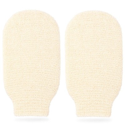 Brvlsoc 2-Pack Hemp Bath Gloves   Natural Shower Mitts for Body Scrub, Gentle...