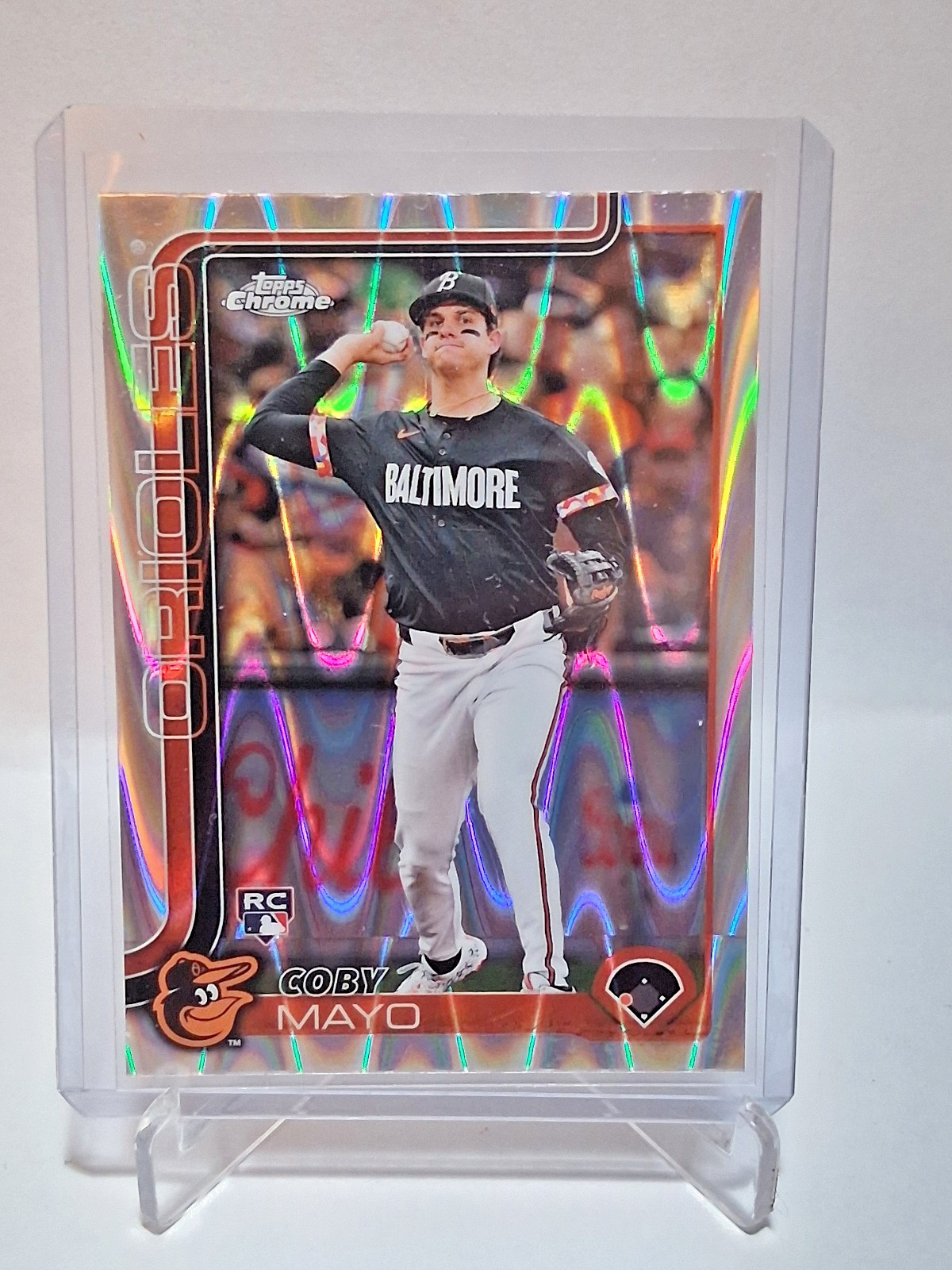 2025 Topps Chrome COBY MAYO RC RayWave Refractor #120 Baltimore Orioles