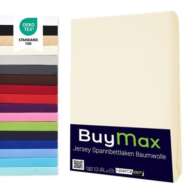 Spannbettlaken 100% Baumwolle Jersey Spannbetttuch Laken Bettlaken von BUYMAX