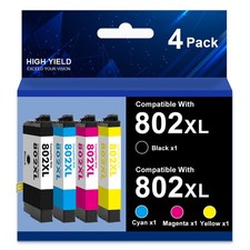 4PK 802XL T802XL Ink For Epson WorkForce Pro WF-4720 WF-4730 WF-4734 WF-4740