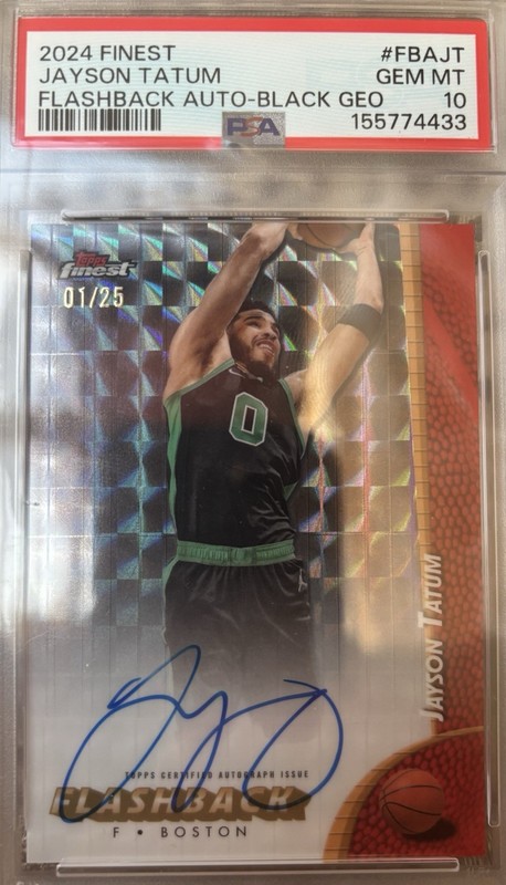 2024 Topps Finest - Flashback Autographs Jayson Tatum PSA 10 Black Geo 1/25 POP1