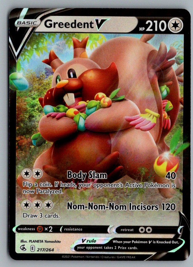 Greedent V 217/264 Holo V Rare Fusion Strike Pokemon Near Mint