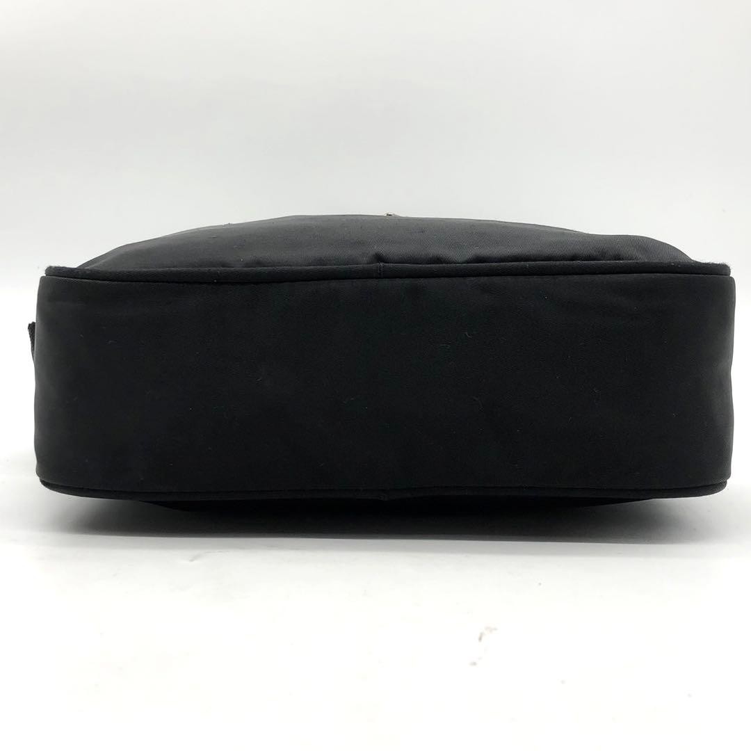 PRADA Shoulder Bag Triangle Logo Plate Silver Hardware Nylon Leather Black thumbnail 5