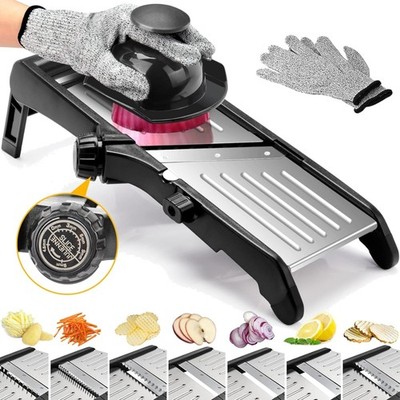 Gemüsehobel Mandoline 7 in 1 Edelstahl Verstellbar Black