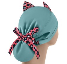 Cat Ears Nurse Cap, Scrub Caps Ponytail, Surgical Hats Womens, Leopard Scrub Hat