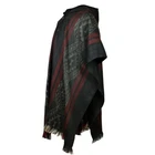 SOFT&WARM ALPACA BLEND HOODED PONCHO FRINGE BLACK BURGUNDY UNISEX ECUADOR