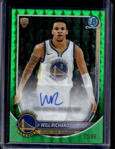 2025-26 Bowman Will Richard Chrome Auto RC Green Geometric Refractor #/99