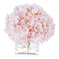 Enova Floral Artificial Flowers Silk Hydrangea Fake Flowers Arrangement in Pink