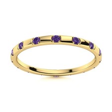 925 Sterling Silver Natural Amethyst Prong Art Deco Eternity Wedding Ring