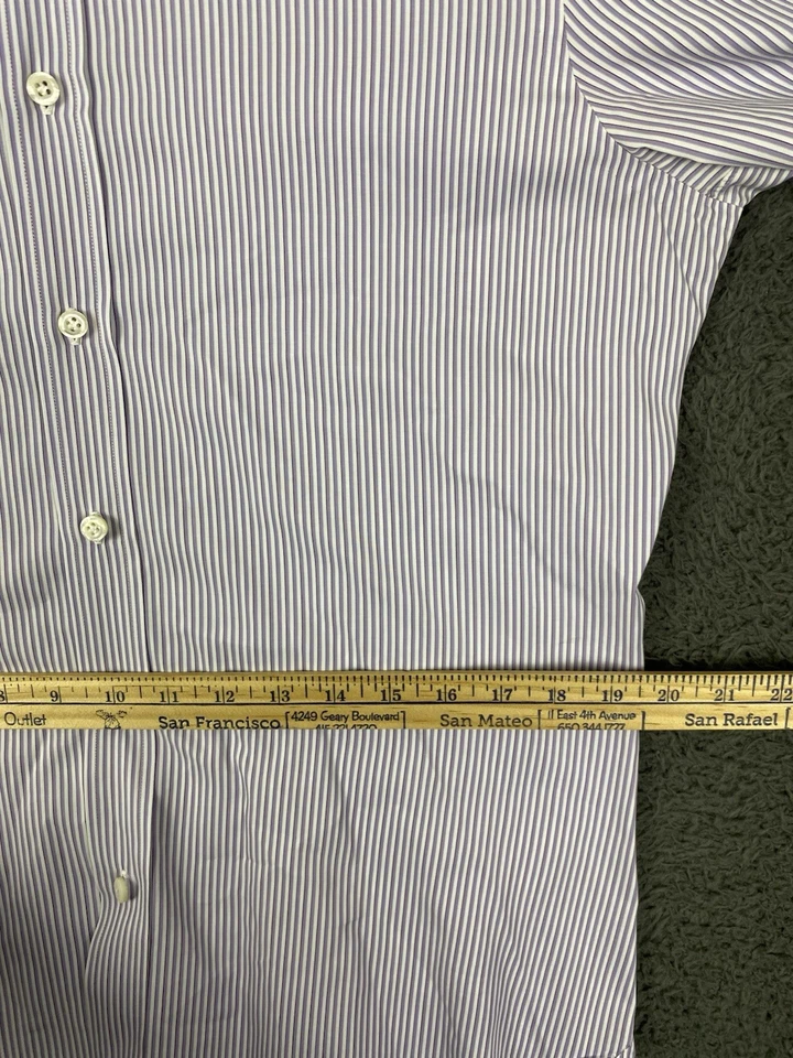 Cesare Attolini Napoli Purple Stripe Button Up Shirt Italy 43.5 In Chest - Image 4 of 4