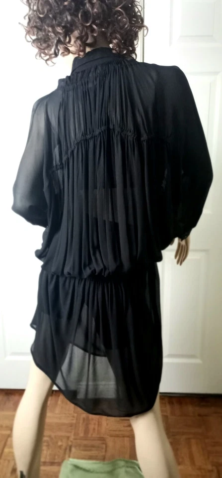 VESTIDO CAMISERO ALLAINTS Co. LTD. - SPITALFIELDS NEGRO TODO SEDA TALLA 8/M Foto 3 de 4