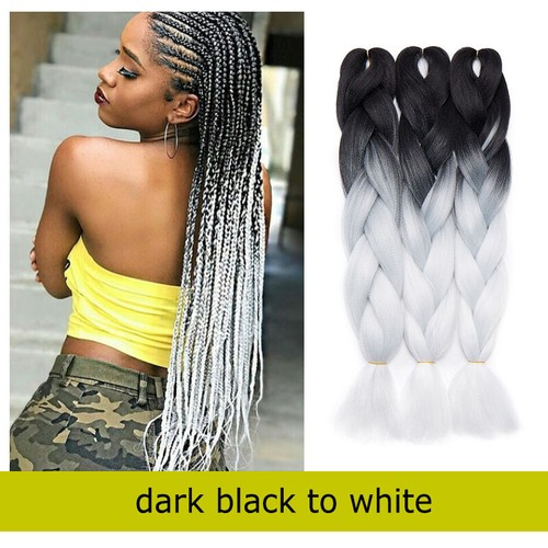 Multi Colored Afro Crochet Braids Hair Extensions Straight Jumbo Braiding Ombre - Picture 33 of 67