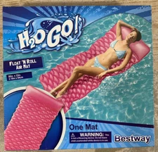 H20 Go! Float' n Roll Air Mat Pink 86"X33" New