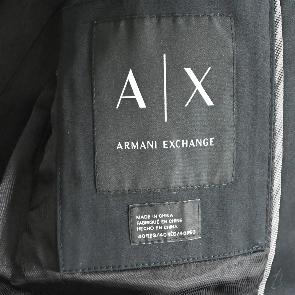 Blazer Armani Exchange Grande Negro Algodón Elástico Abrigo Deportivo Chaqueta Foto 4 de 4