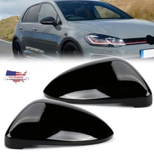Black Side Wing Mirror Cap Housing Mirror Cover For VW Golf 7 MK7 GTi GTD 14-18