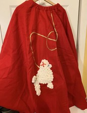 VTG 50's 60's Circle Swing Rockabilly Pinup Bombshell Retro Poodle Dog Skirt Red