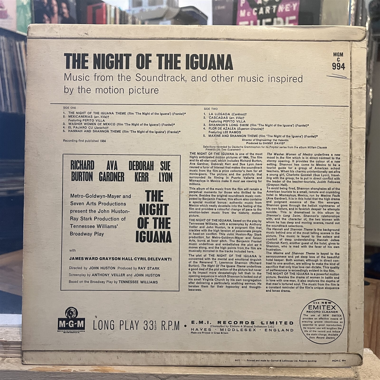 [OST]~EXC LP~The NIGHT OF THE IGUANA~Soundtrack~Benjamin Frankel~[1964~MGM]~UK~