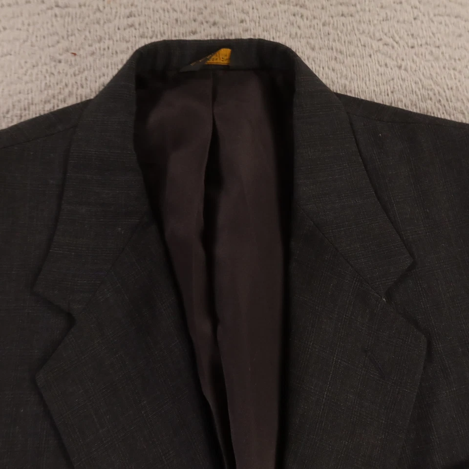 Blazer De Colección Chaqueta L Gris Príncipe de Gales Check Glen Poliéster Lana 44R Foto 2 de 4