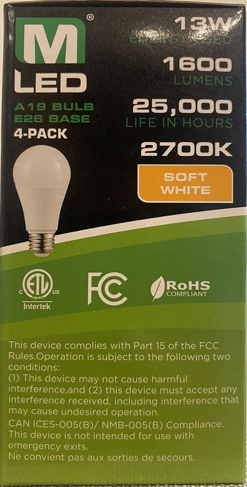 MaxLite E15A19D50/4P A19 100W Soft white 2700K Dimmable LED Bulbs - 4 Pack (B) - Image 3 of 4