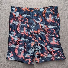 Nike Swim Trunks Boys XL Blue Orange Geometric Mesh Lining Shorts Beach Summer