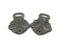 Vintage Art Deco Style Necklace Charms Etched Silver Tone Set of 2