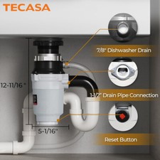 1/2 HP Garbage Disposal Food Waste Disposer C...