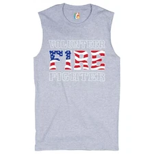 Volunteer Fire Fighter Muscle Shirt Fire and Rescue Courage Patriotic Men's