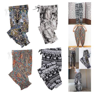 Haremhose Damen hochtailliert leicht lose Passform Thai Freizeit bedruckte Jogger