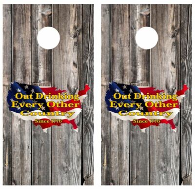 America Out Drinking Every Other Nation Cornhole Board Wraps FREE LAM 3372