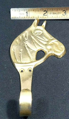 Horse Head Hook Solid Brass Equine Design With Double Holes - Picture 9 of 9