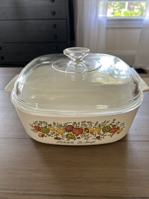 Vtg Corning Ware Spice of Life Square Casserole L’Echalote La  Sauge