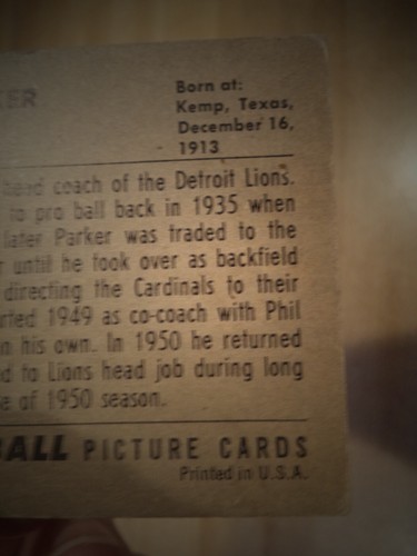1952 BOWMAN #84 RAYMOND PARKER FOOTBALL CARD DETROIT LIONS UNGRADED EXCELLENT - Picture 8 of 8
