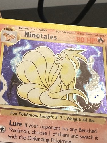 1999 - Pokémon - Base Set Ninetales ERROR Black Flame Holo Rare MP - Picture 4 of 5