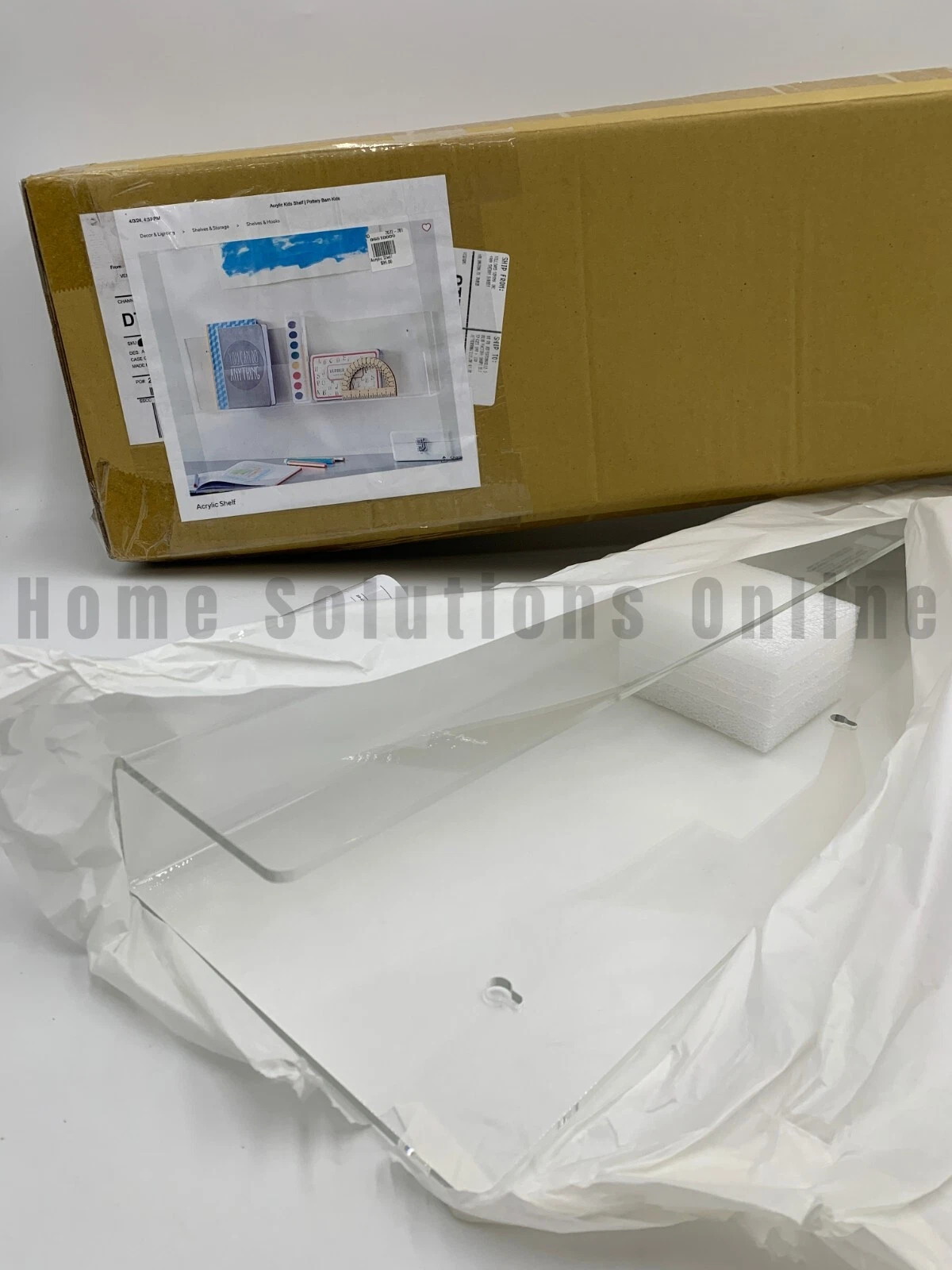 Pottery Barn Kids Acrylic Modern Mounted Wall Shelf Clear 30" #W602