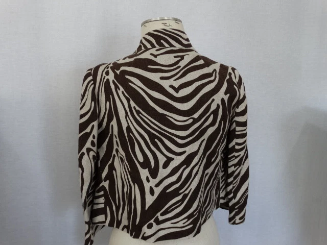  Michael Kors Brown/Beige Top Button Wrap Blazer Jacket Womens Size 8  - Image 4 of 4