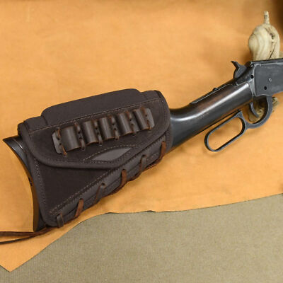 Leather Rifle Shotgun with Shell Holder Buttstock .308 .357 .22MAG 12GA
