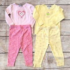 2 pair Carter  s 2 piece Cotton Sleepwear Hearts  Birds Girl  s Sz 12M