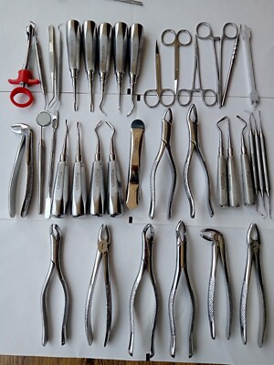 German Grade 37 Pc Oral Dental Surgery Extracting Elevators Forceps Inst Kit Set