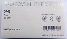 Genuine Swarovski 8mm 5742 288 pcs Jet Heart 280  Crystal Factory Pack