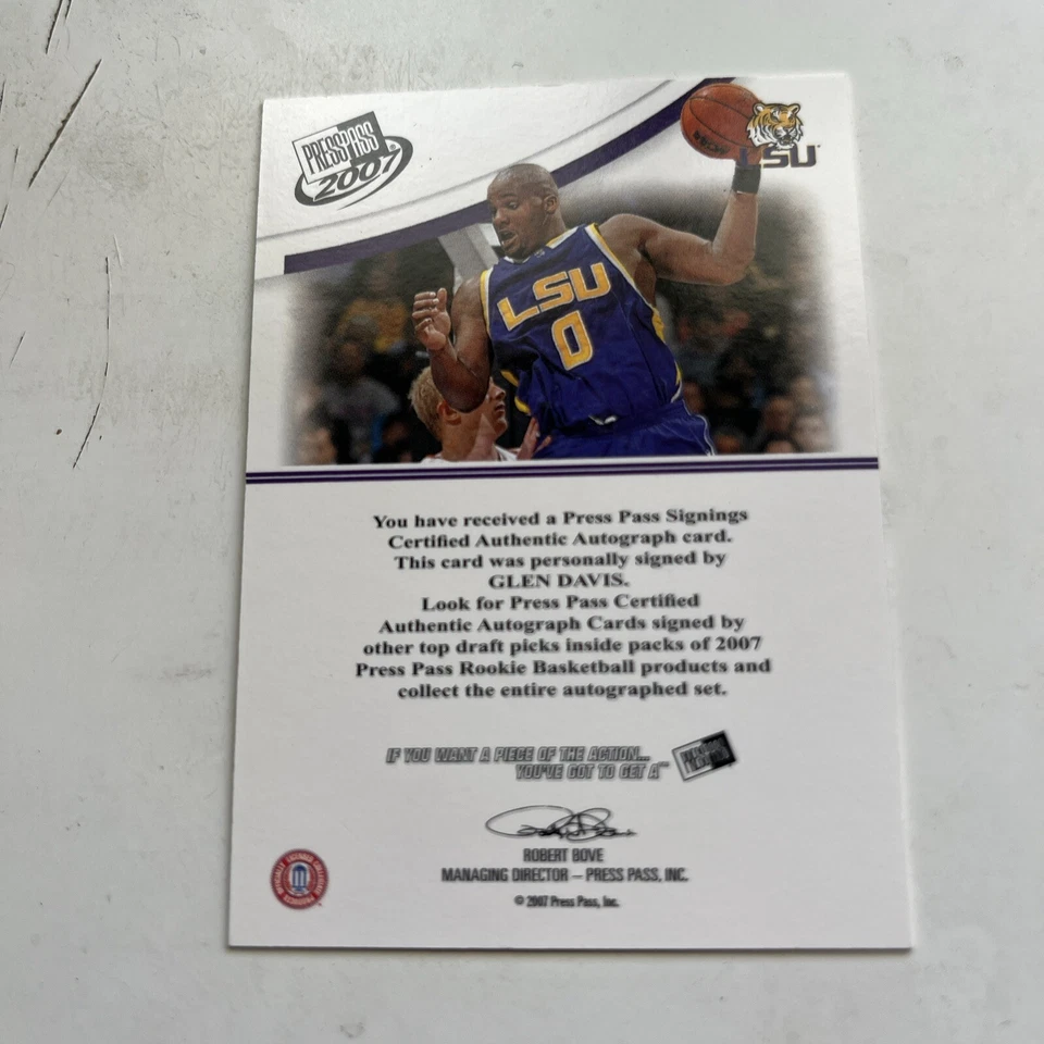 Press Pass Glen Big Baby Davis 2007 autógrafo LSU 23/99 encarcelado Foto 2 de 2