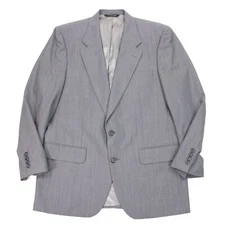 Vintage Burberry London Mens 42 R Gray Wool Blazer Jacket Sport Coat Made in USA