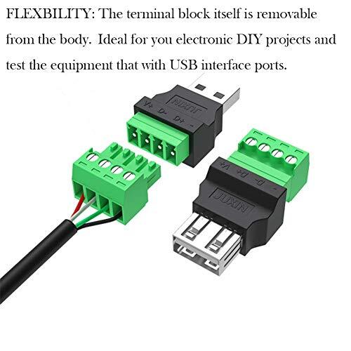 Jienk 4Packs USB 2.0 Type A Male/Female to 4 Pin Screw  Assorted Sizes 