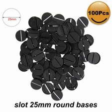 Evemodel 100pcs 25mm Slot Round Plastic Model Bases for Wargames MB025