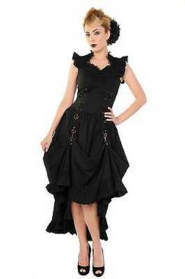 Lost Queen Black Gothic Copper Emo Punk Rocker Scene Sexy Victorian Dress
