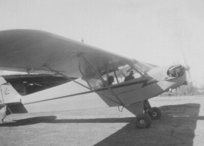 1940s Piper Cub Style Airplane Close Up Cockpit View Vintage Plane