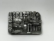 SEATTLE PUBLIC MARKET CENTER SCENE BELT BUCKLE 1981