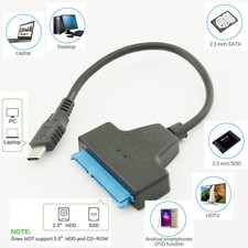 USB 3.1 Type-C Male To SATA 22 Pin Adapter Cable 2.5" External Hard Disk Drive