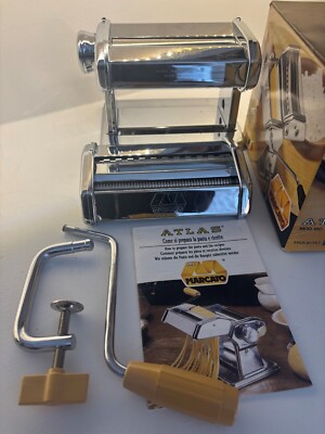 Marcato Atlas Pasta Maker Model 150 Deluxe Hand Crank Machine Made In Italy 