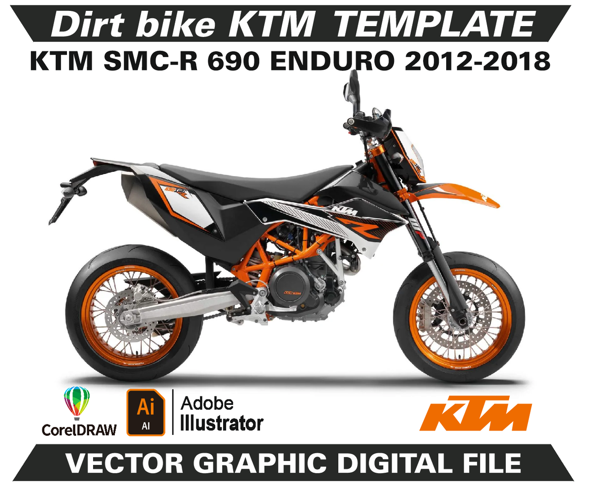 KTM SMC-R 690 ENDURO 2012-2018 Template Vector Ai CDR EPS PDF M200 